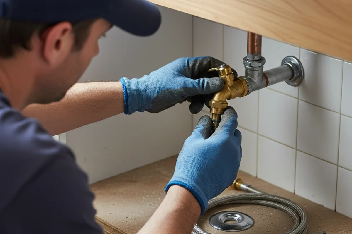 Shutoff valve and fitting work during Burst Pipe Repair in Cannon Afb
